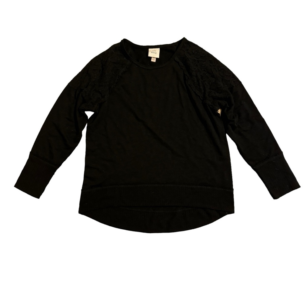 Knox Rose black sweatshirt with lace overlay on shoulders size Medium